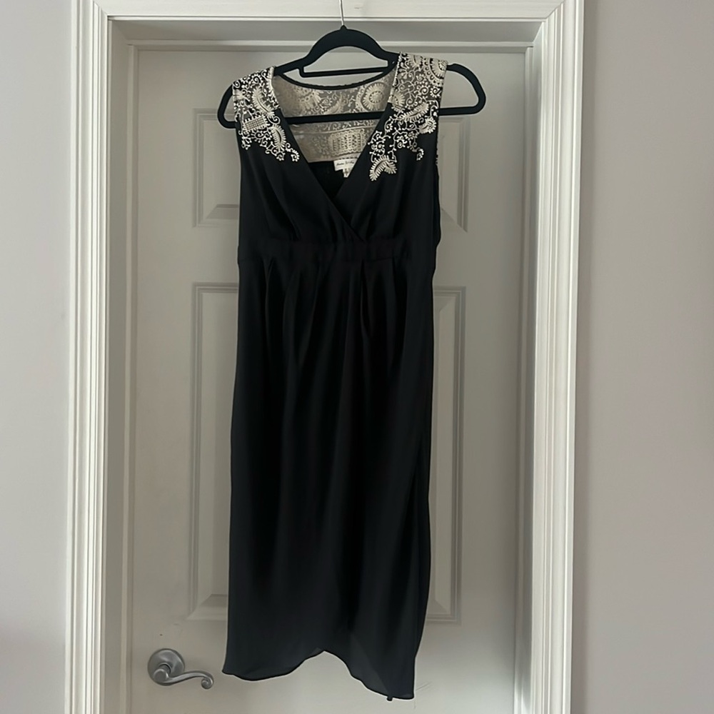 Anthro Meadow Rue Embroided Grey Tulip Dress 6